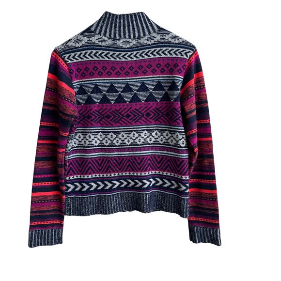 Title Nine Fair Isle Full Zip Washable Wool Sweater Jacket Cardigan M - Picture 6 of 9